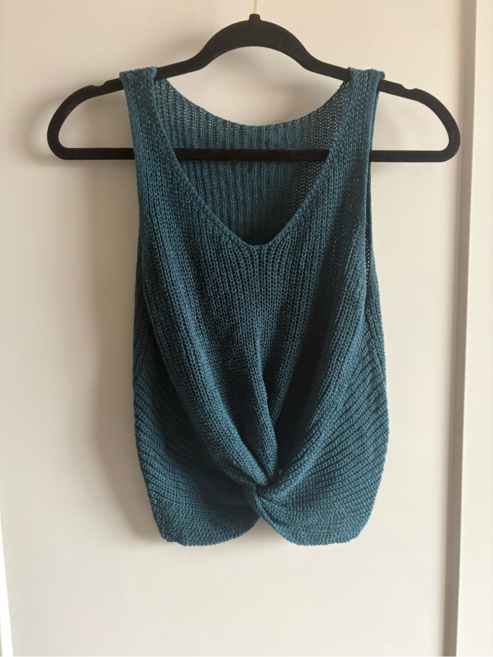 Teal Knot-Front Knit Tank Top - Women